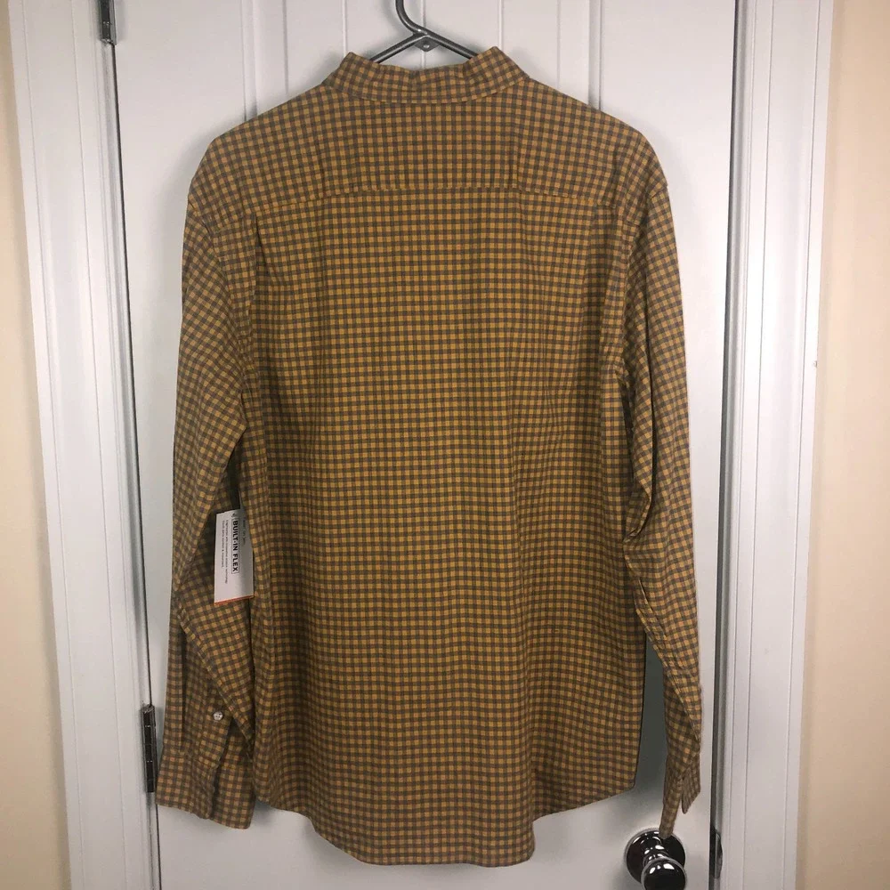 NWT Old Navy Mens Button Down Shirt Yellow Gray Gingham Size Large Cotton Casual - Picture 2 of 9